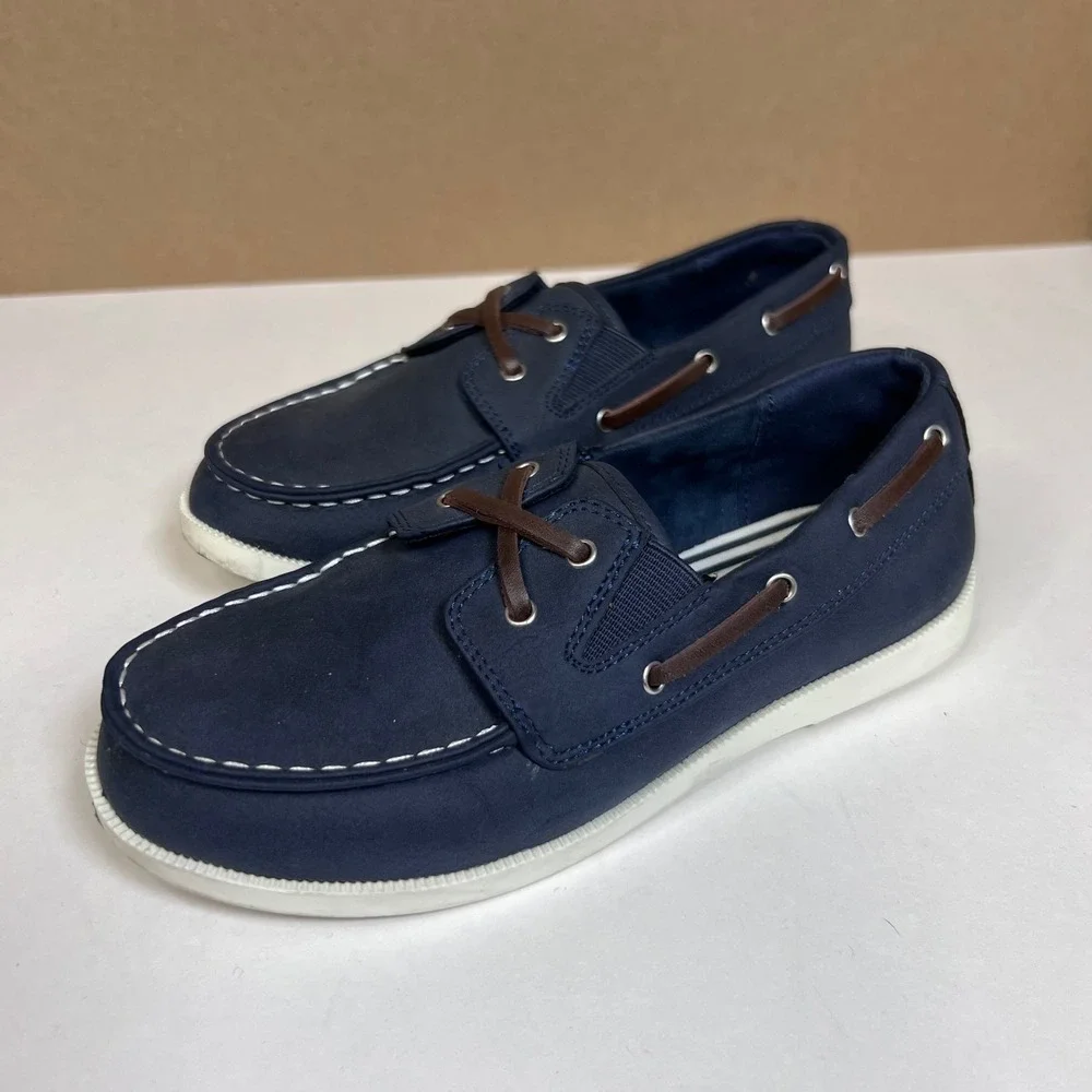 J.Crew Kids Navy Blue Boat Shoes Loafers Slip On Size 1 Preppy